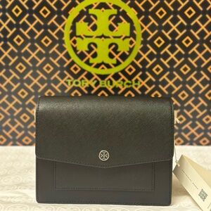 NWT! Tory Burch Robinson Convertible Shoulder Bag Black